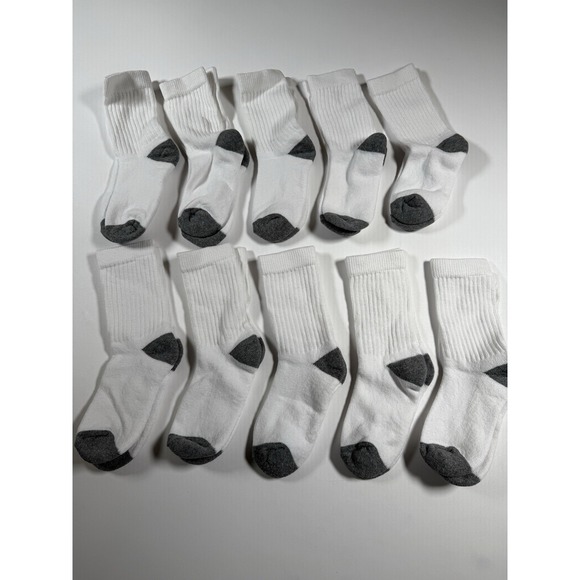 Amazon Essentials Unisex Kids and Toddlers' Cotton Crew Socks, 10 Pairs opened - Picture 2 of 4